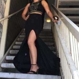 Long black formal 2 piece dress, only worn once